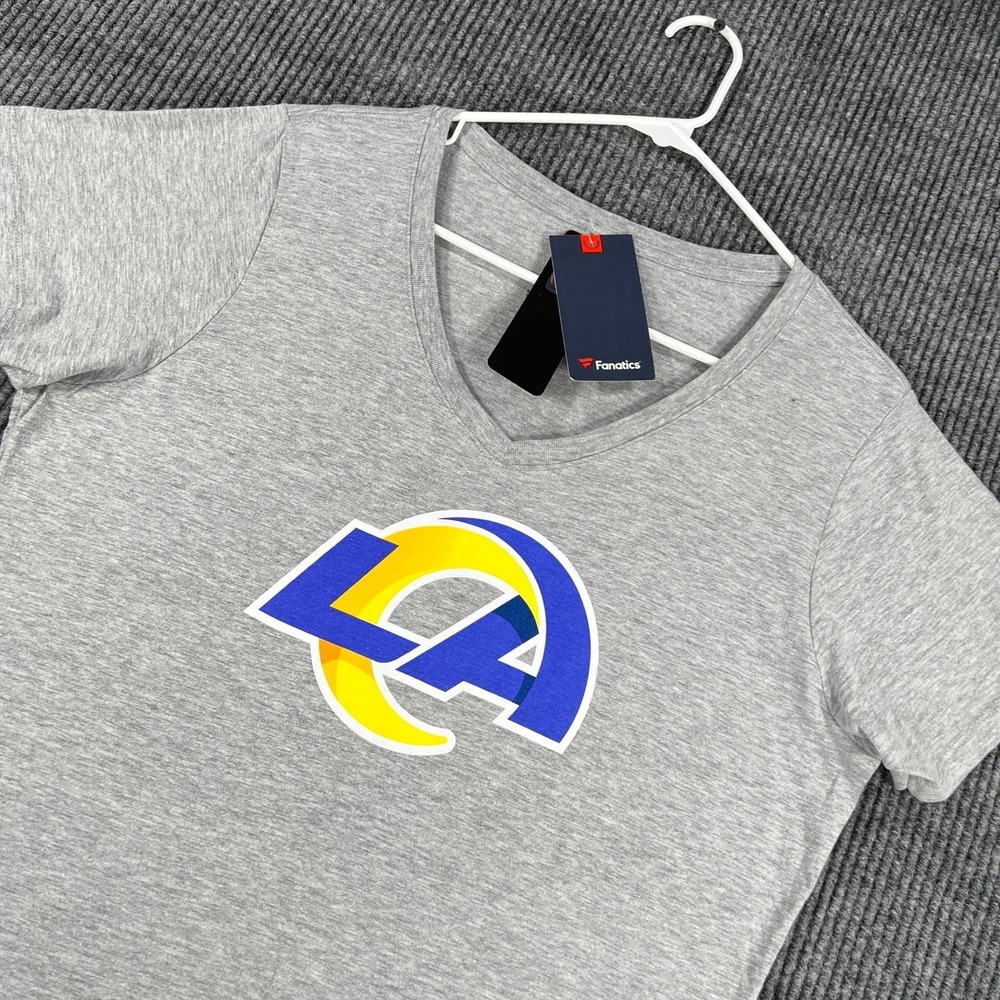 Los Angeles Rams Shirt Womens Large Gray Short Sleeve‎ V Neck NFL Football New